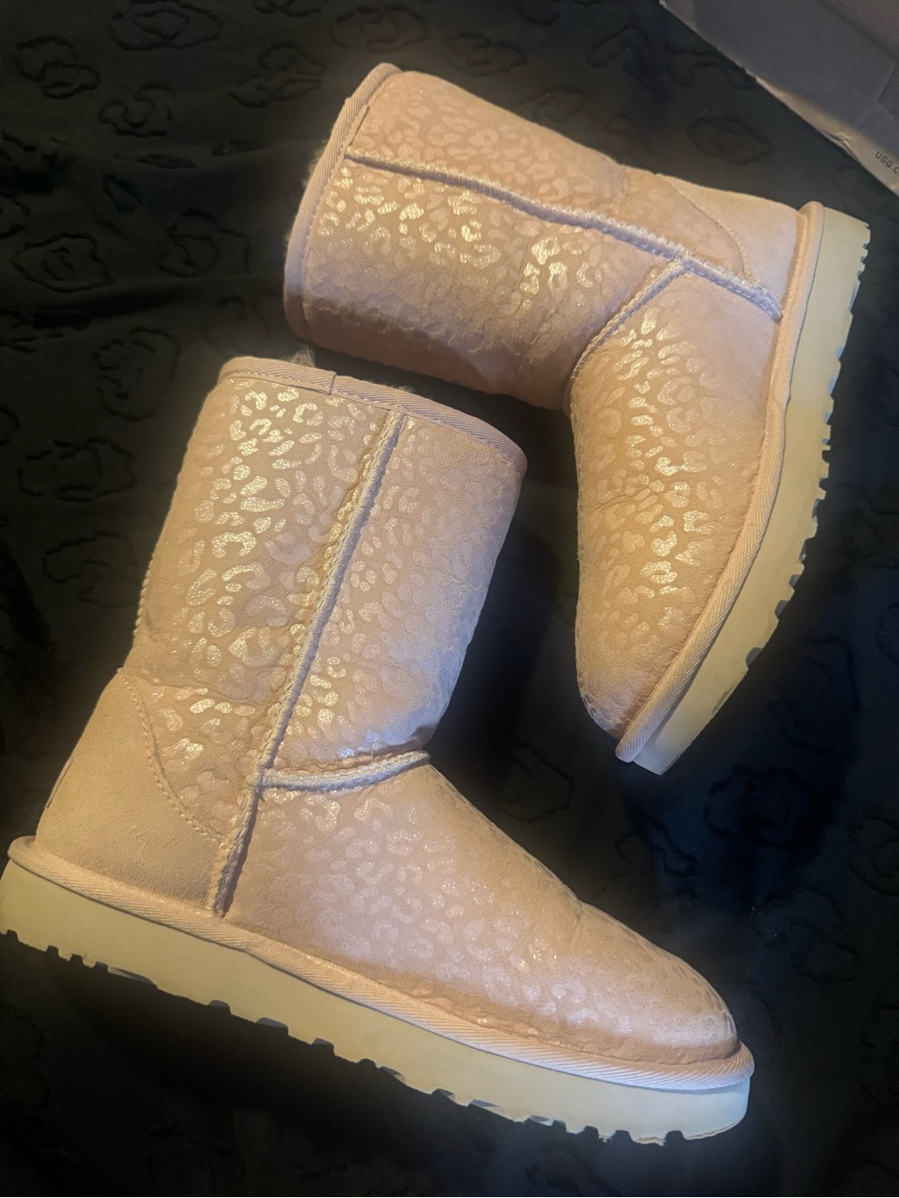 UGG Pink Metallic Leopard Short Boots